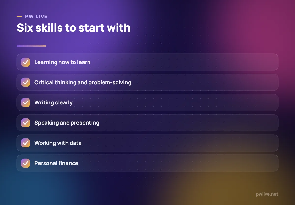 Checklist of six practical skills students should build before graduating.